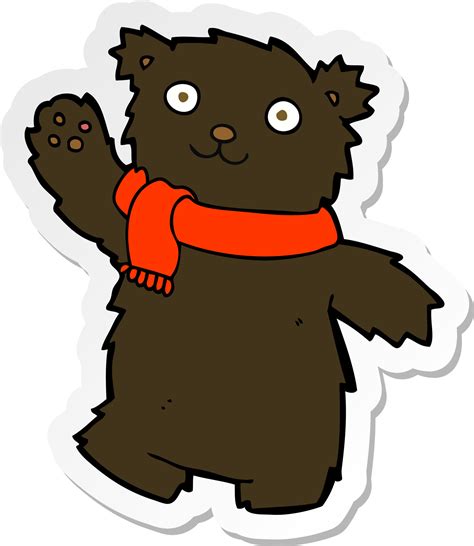 Sticker Of A Cartoon Teddy Bear Wearing Scarf 10269419 Vector Art At Vecteezy