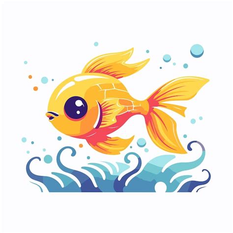 Premium Vector Cute Goldfish Swimming In The Sea Cartoon Vector