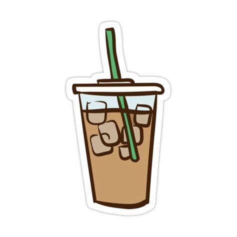 A Drink With Ice Cubes And A Green Straw Sticker