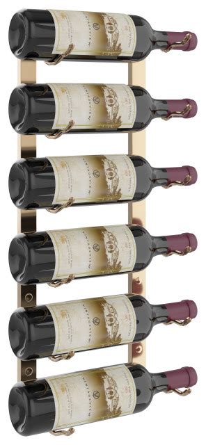 W Series 2 Wall Mounted Metal Wine Rack 6 Bottles Golden Bronze Luxe