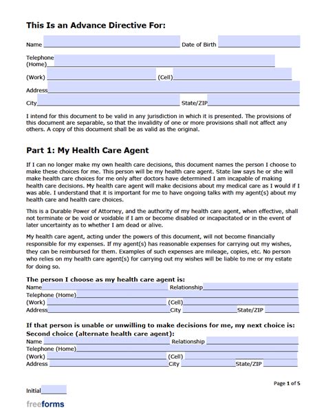 Free Missouri Advance Directive Form Medical Poa Living Will Pdf