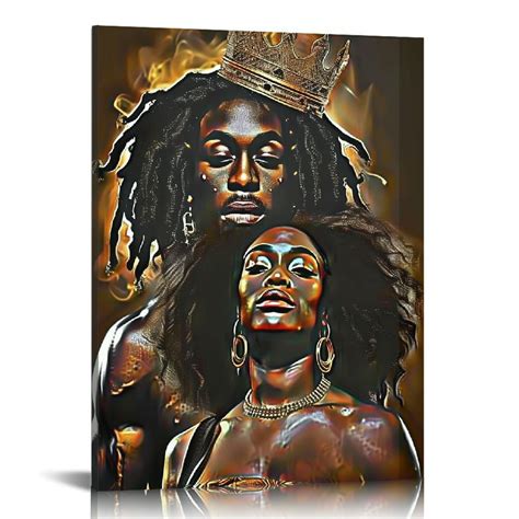 Nawypu African American Canvas Wall Art Black Art King And Queen