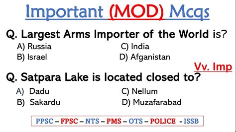 Ministry Of Defence MOD Most Repeated MCQs From Past Papers Mod Si