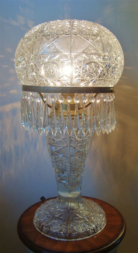 Antique 19c Victorian Abp American Brilliant Period Cut Crystal Glass Lamp V I C T O R I A N