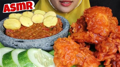 Asmr Mukbang Ayam Crispy Fried Chicken Sambal Terasi Jengkol Mentah Asmr Indonesia Eating