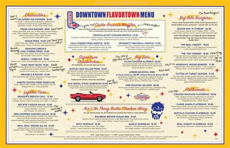 Menu at Downtown Flavortown restaurant, Pigeon Forge