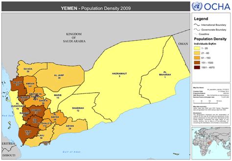 Yemen Population Density 2009 Yemen Reliefweb