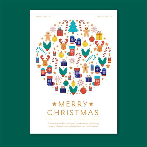 Free Vector Christmas Poster Template With Colorful Geometric Shapes