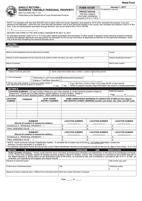 Fillable State Form Single Return Business Tangible Personal