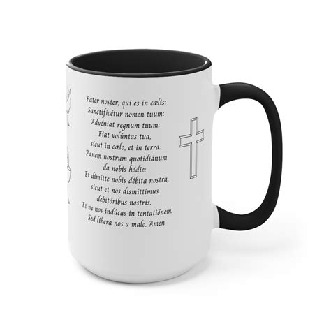 Lords Prayer In English And Latin Pater Noster Our Father Black Mug