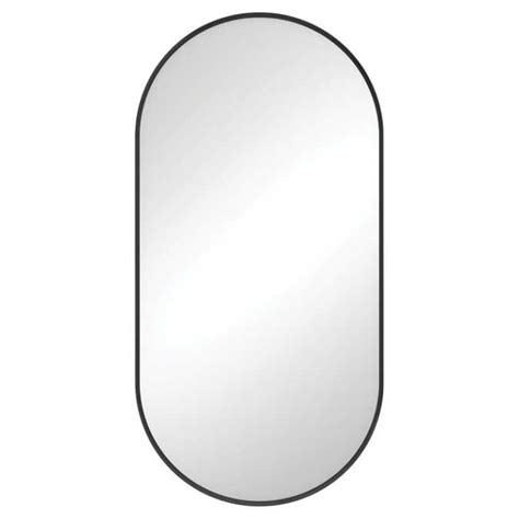 Empire Matte Black Framed Pill Shaped Mirror 450 X 900mm Bsd