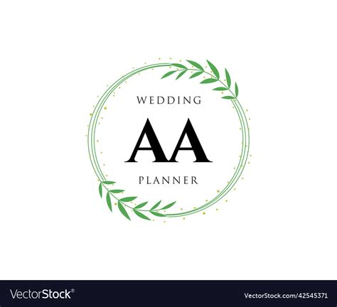 Aa Initials Letter Wedding Monogram Logos Vector Image