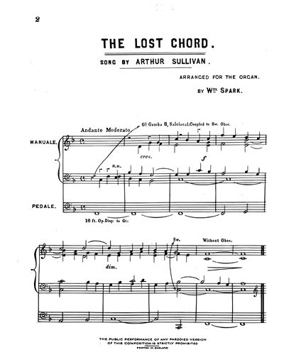 The Lost Chord Organ Sheet Music By Arthur Sullivan Nkoda Free