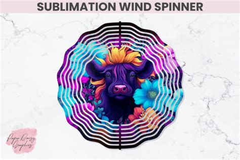 Highland Cow Sublimation Wind Spinner Graphic By Paper Daisy Graphics