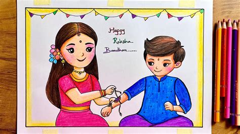 raksha bandhan drawing rakhi special drawing raksha bandhan