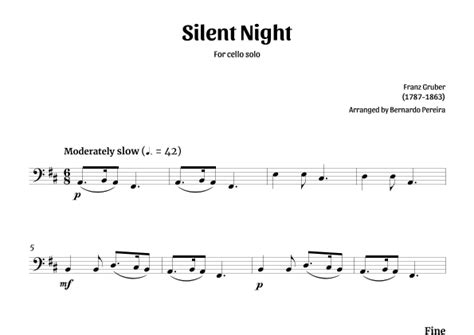 Silent Night Cello Solo Arr Bernardo Pereira By Franz Gruber Sheet