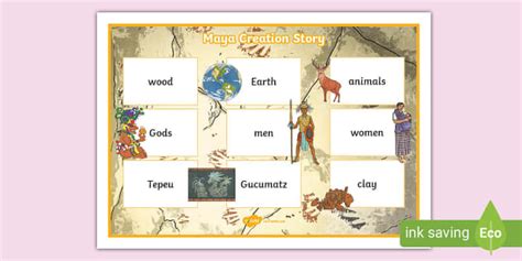 Maya Civilisation Creation Story Word Mat Twinkl