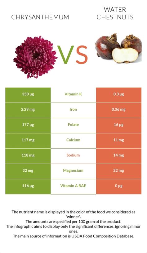 Chrysanthemum vs. Water chestnuts — In-Depth Nutrition Comparison