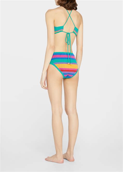 Farm Rio Brunas Stripes High Waisted Crochet Bikini Bottoms Bergdorf