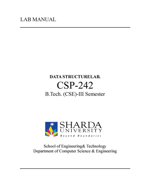 DS Lab Manual LAB MANUAL DATA STRUCTURE CSP B CSE School Of