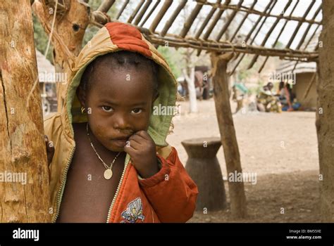 Bassari Girl Looking Shy To The Camera Ethiolo Village Bassari