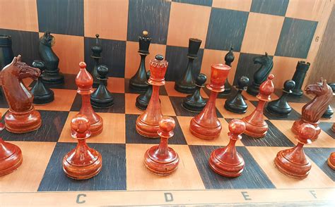 Antique Grandmaster Very Old Russian Chess Set Weighted Red Etsy