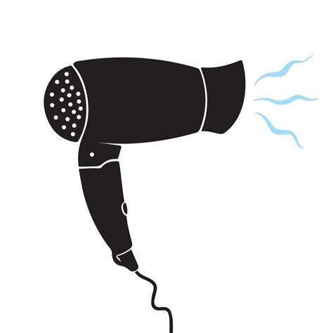 Electronic Hair Dryer Object Vector Icon Silhouette Tools At Salon Or