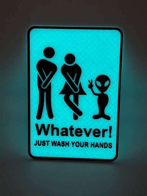 Funny Restroom Sign Alien Bathroom Sign 3d Printed Wash Your Hands Prank T For Him T For