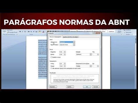 Formatando Parágrafos no Word nas Normas da ABNT YouTube