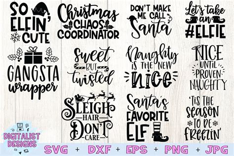 Funny Christmas SVG Bundle 25 Christmas Sassy Quotes 392583 Cut