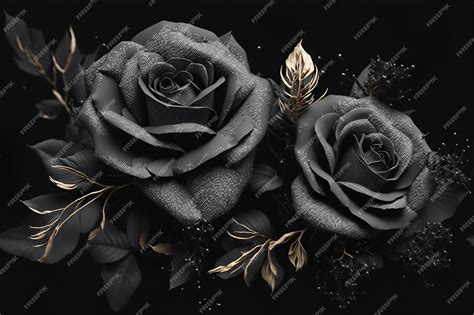 Premium Photo | Black floral wallpaper of black roses