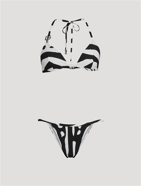 Dolce Gabbana Triangle Bikini In Zebra Print Holt Renfrew