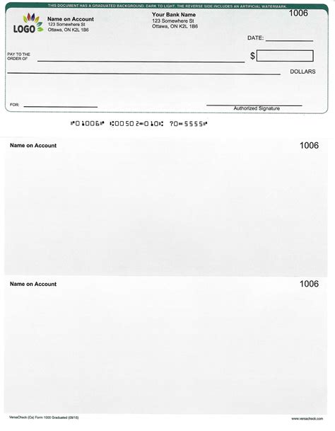 Pre Printed Canadian Business Cheques 1 On Top Printchecks Pro