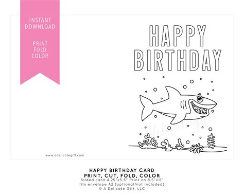 Shark Birthday Card Printable Free