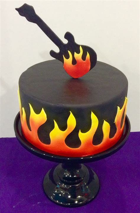 Flaming Guitar Cake Music Cakes Rock Cake Guitar Birthday Cakes