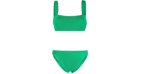 Hunza G Xandra Crinkled Finish Bikini Set In Green Lyst