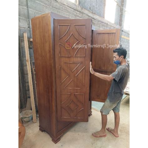 Jual Lemari Pakaian Minimalis Kayu Jati 2 Pintu Shopee Indonesia