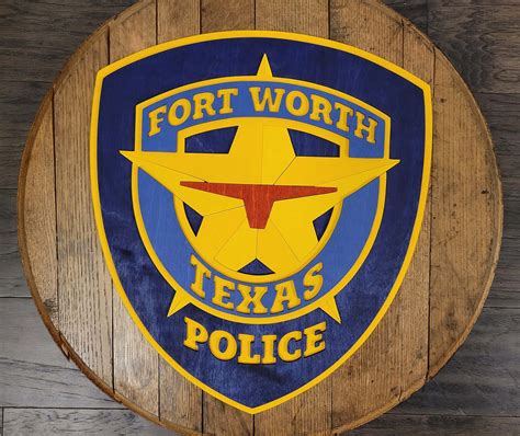 Fort Worth Police Badge Bourbon Barrel Head - Made By Jay Lane