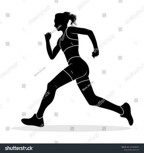 Silhouette Running Girl Vector Silhouette Illustration Stock Vector ...