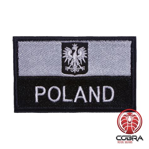 Country flag Poland Gray embroidered patch | Velcro | Airsoft Military