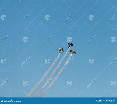 Airplanes on Airshow. Aerobatic Team Performs Flight Stock Photo ...