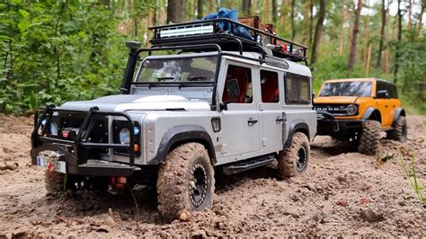 Land Rover Kahn Defender 110 And Ford Bronco 2021 Off Road Drive 110 Scale Rc Trucks Youtube