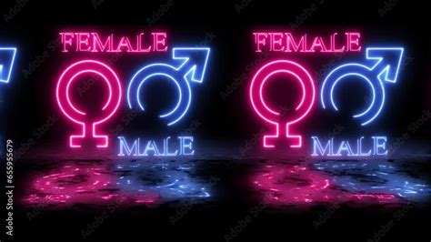 Neon Male And Female Gender Sign Animation On Black Background Male And Female Sexual Equality