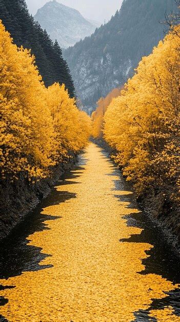 rendered photo   yellow road  autumn leaves   background