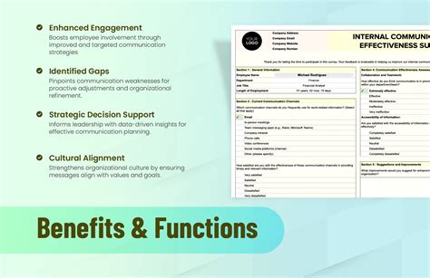 Internal Communication Effectiveness Survey HR Template in Excel, Google Sheets - Download ...