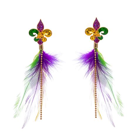 Blue Box Boutique Inc Fleur De Lis Mardi Gras Dangle Earrings For Women