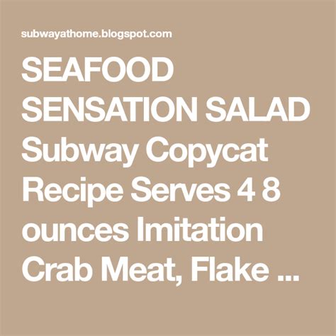 Subway Seafood And Crab Copycat Recipe Banana Breads