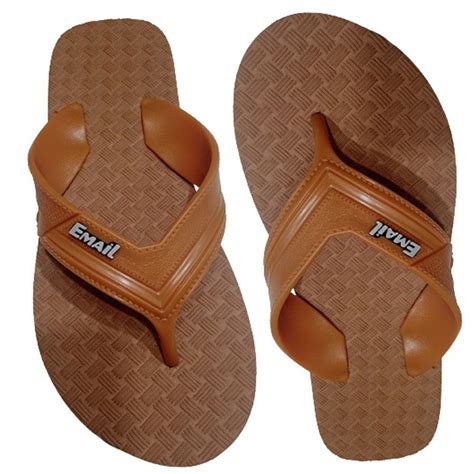 Tan Regular Men Rubber Hawai Slipper Design Pattern Matt Embosed