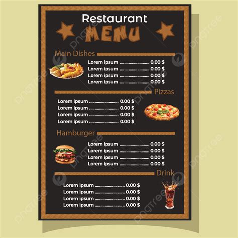 Modèle De Menu De Restaurant Modèle de téléchargement gratuit sur Pngtree