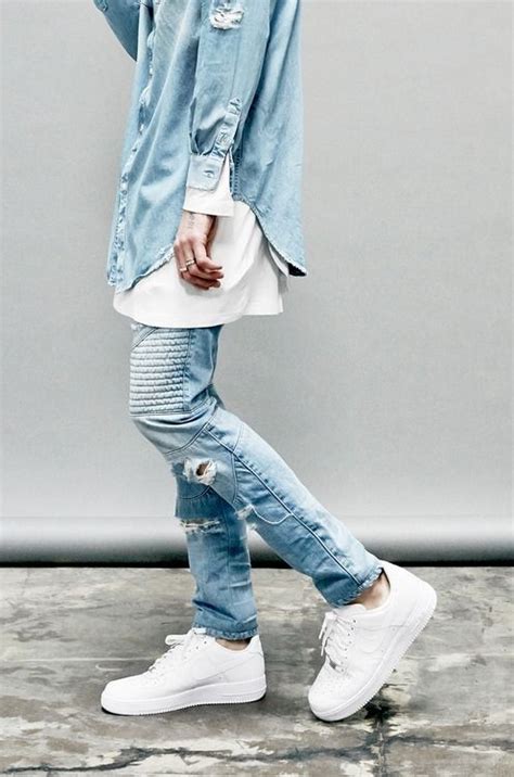 Dress To Express Not To Impress Denim Fashion Nike Air Force Outfit Trendy Mens Fashion